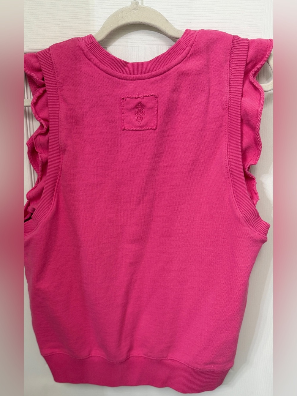 NWOT FP Movement Flutter Tank Pink French Terry Sweatshirt Ruffle Sleeve-Small - Picture 9 of 12
